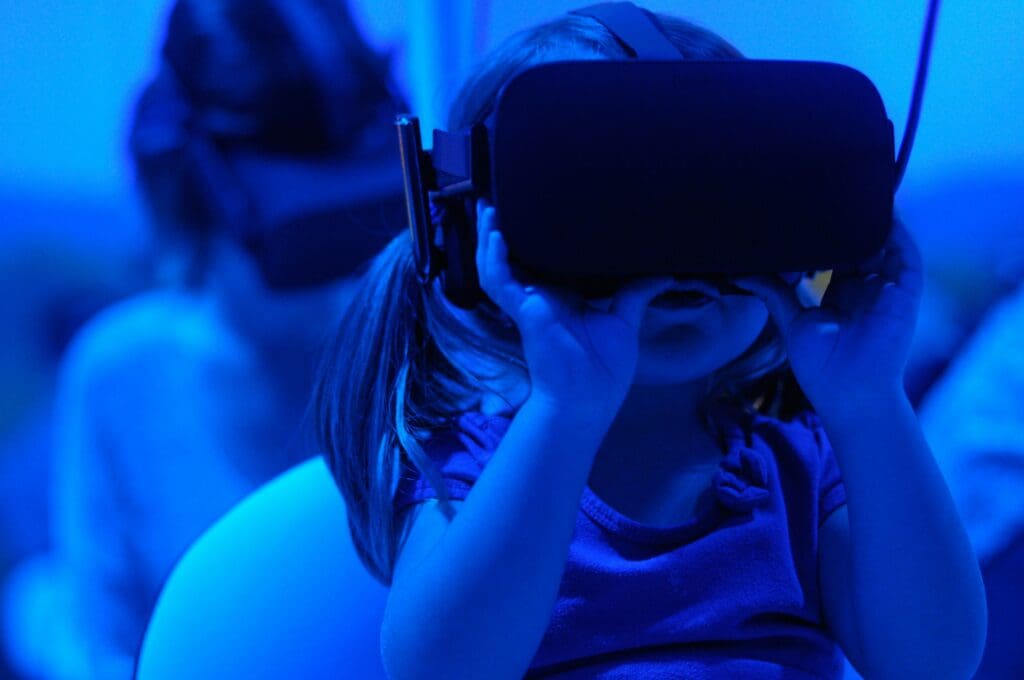 young girl with VR headset